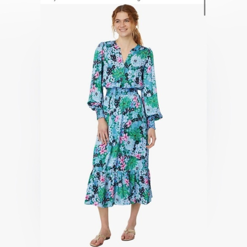 Lilly Pulitzer Loubella Long Sleeve Floral Midi Dress